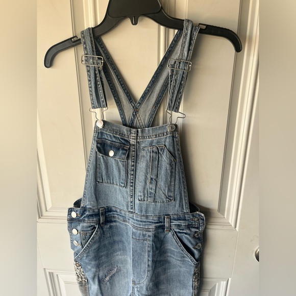 Anthropologie Pilcro The Lex Denim Jean Overalls Camo Animal size 25 women’s - Picture 5 of 12